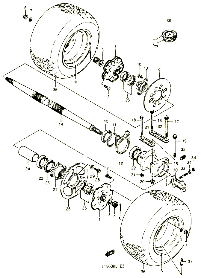 ROUE ARRIERE POUR SUZUKI QUADRACER 500 1988 POUR SUZUKI QUADRACERLT500RH