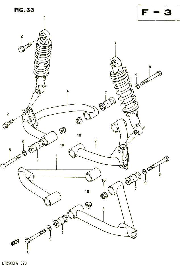 AMORTISSEUR TRIANGLES POUR SUZUKI QUADRUNNER 250 1986 POUR SUZUKI QUADRUNNERLT250EF