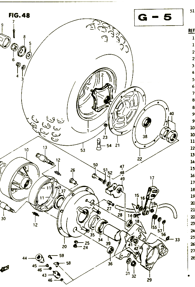 ROUE ARRIERE RIGHT POUR SUZUKI QUADRUNNER 250 1986 POUR SUZUKI QUADRUNNERLT250EF