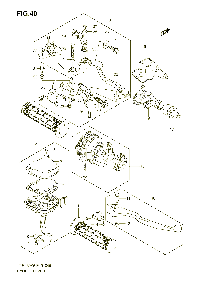 LEVIERS POIGNEES MODEL K6 K7 K8 POUR SUZUKI QUADRACER 450 2010 POUR SUZUKI QUADRACERLT R450K6