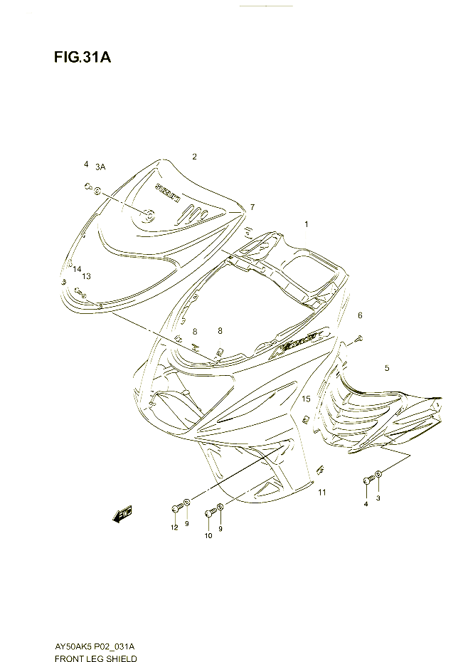 CARENAGES AVANT MODELE K6 POUR SUZUKI KATANA 50 2005 POUR SUZUKI KATANAAY50AK5 