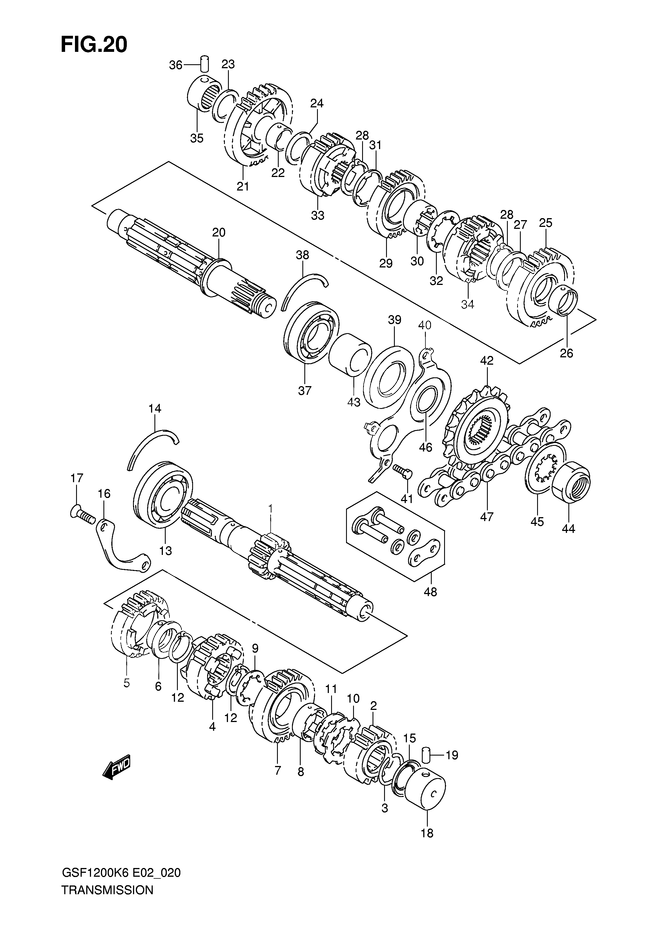 TRANSMISSION POUR BANDIT 1200GSF1200S K6 2006