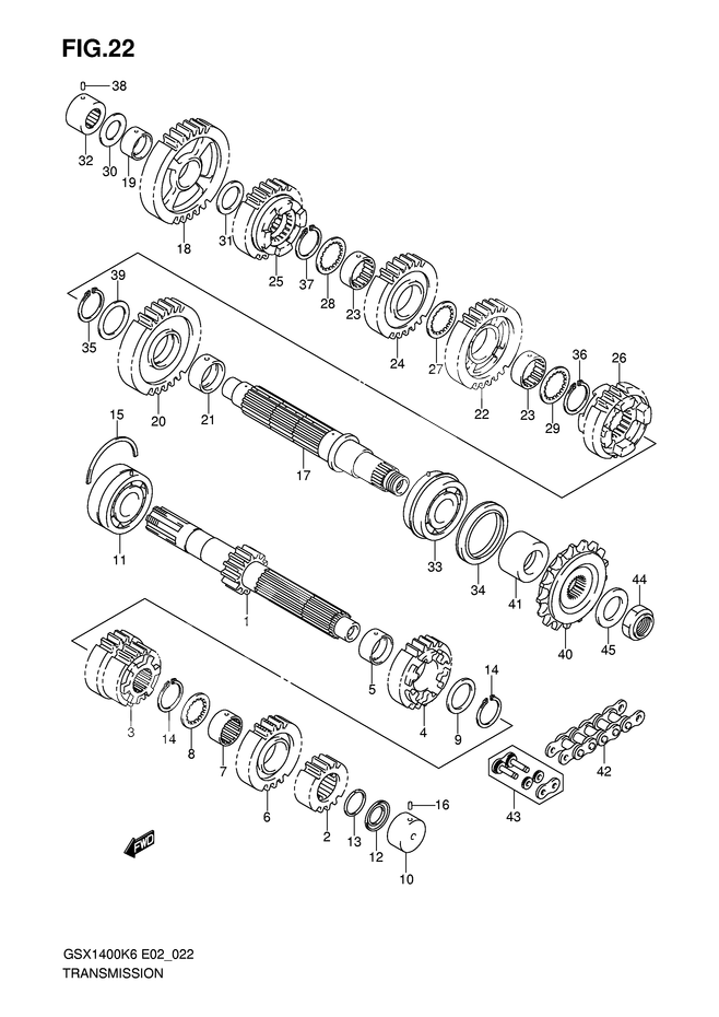 TRANSMISSION POUR GSX 1400GSX1400K6 2006