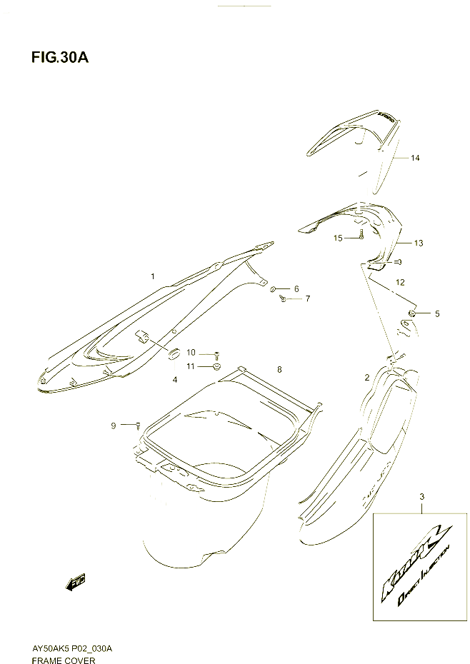 CARENAGES ARRIERE MODELE K6 POUR SUZUKI KATANA 50 2005 POUR SUZUKI KATANAAY50AK5 