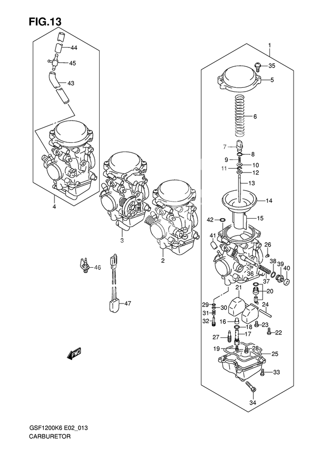 CARBURATEUR POUR BANDIT 1200GSF1200S K6  2006