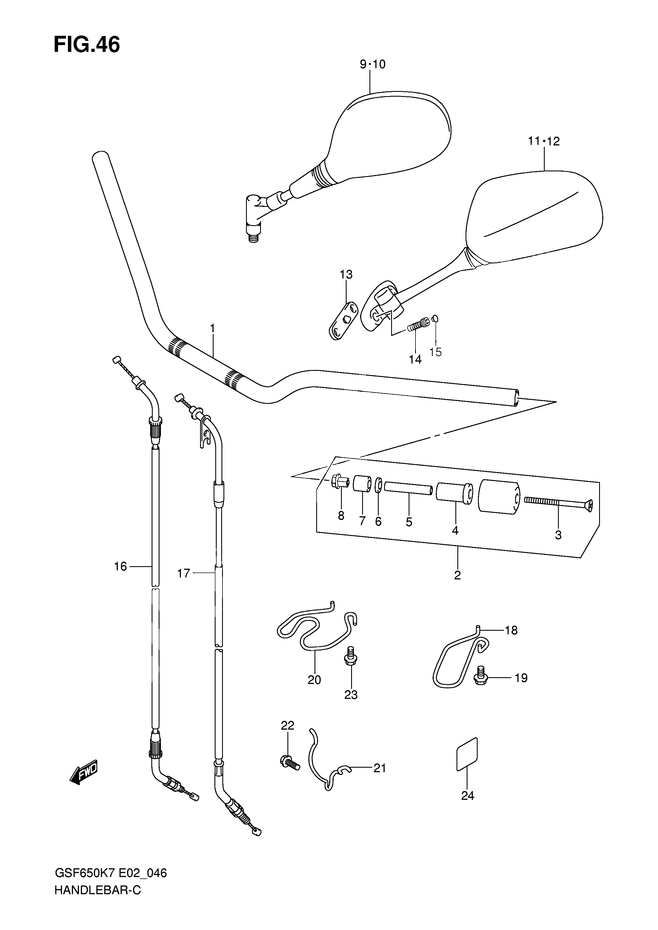 GUIDON POUR BANDIT 650GSF650K8 2008