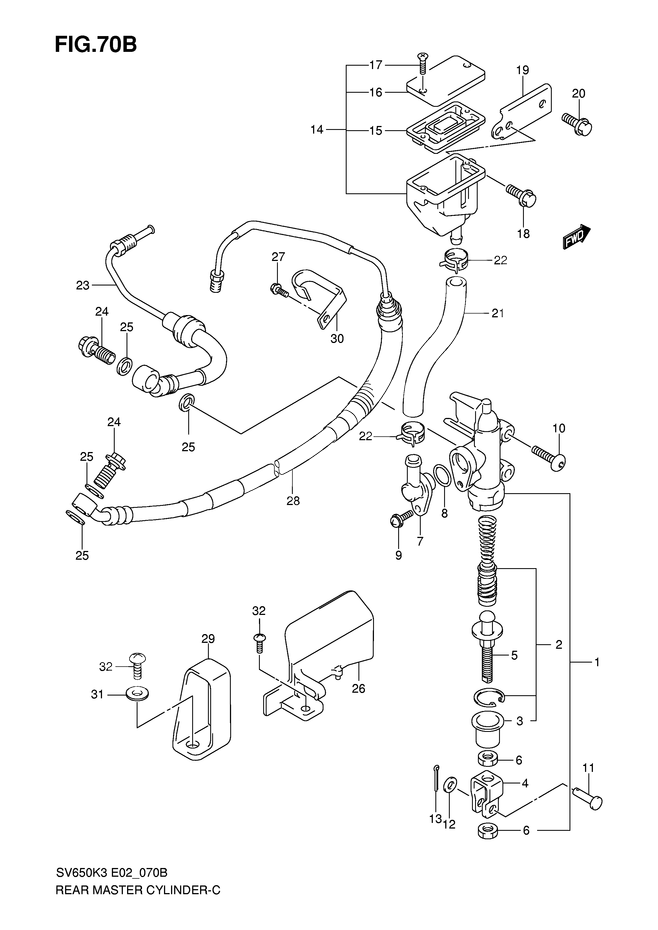MAITRE CYLINDRE DE FREIN ARRIERE POUR SV 650 SSV650SK4 2004