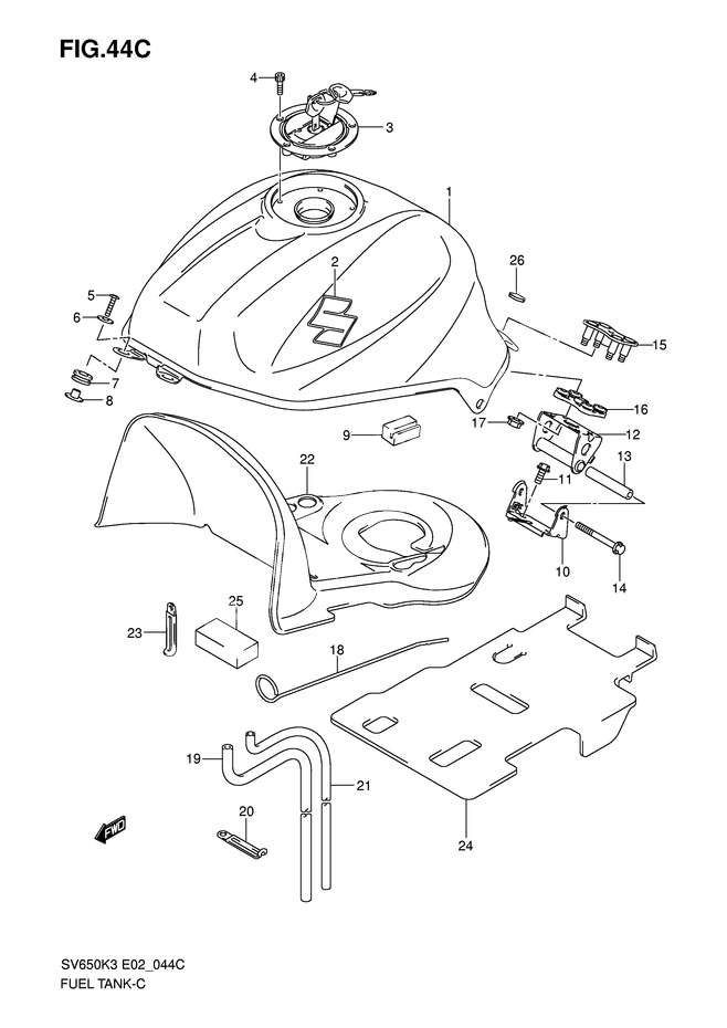 RESERVOIR DESSENCE POUR SV 650 NSV650UK5 2005