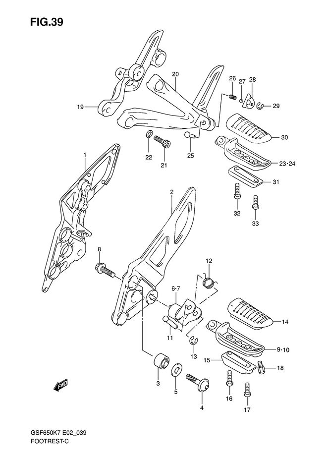 REPOSE PIEDS POUR BANDIT 650GSF650UK7 2007