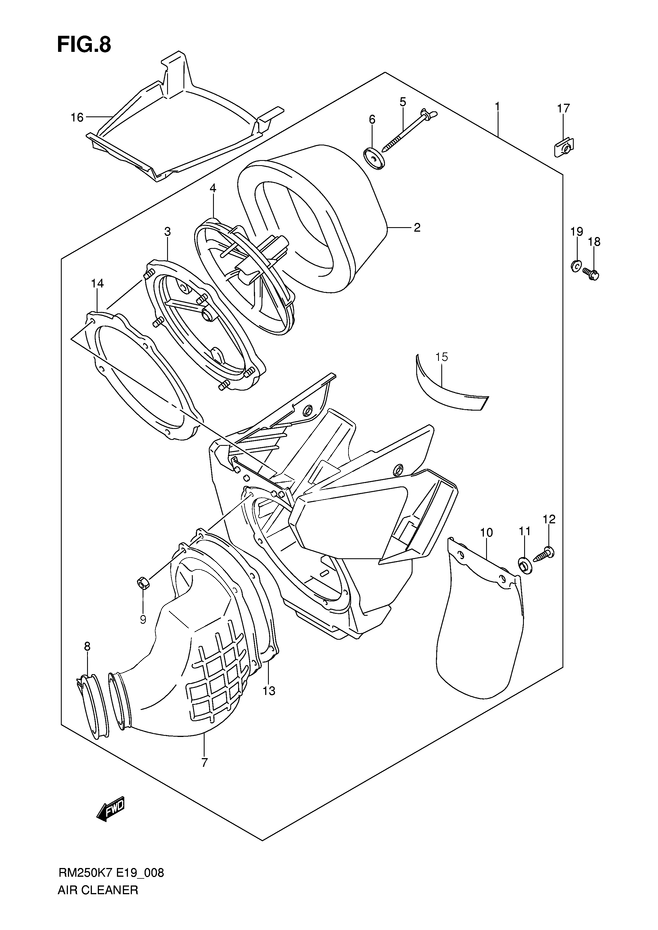 FILTRE A AIR POUR SUZUKI RMRM250K7 2007