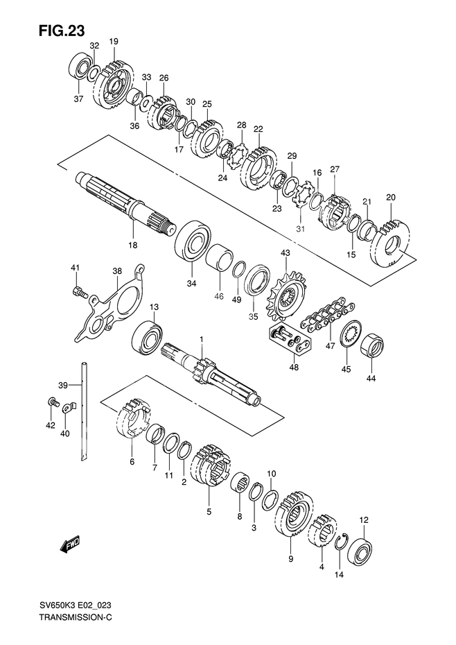 TRANSMISSION POUR SV 650 NSV650K3 2003