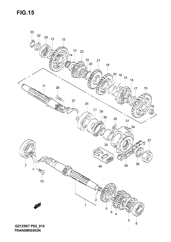 TRANSMISSION POUR MARAUDER 125GZ125K5 2005