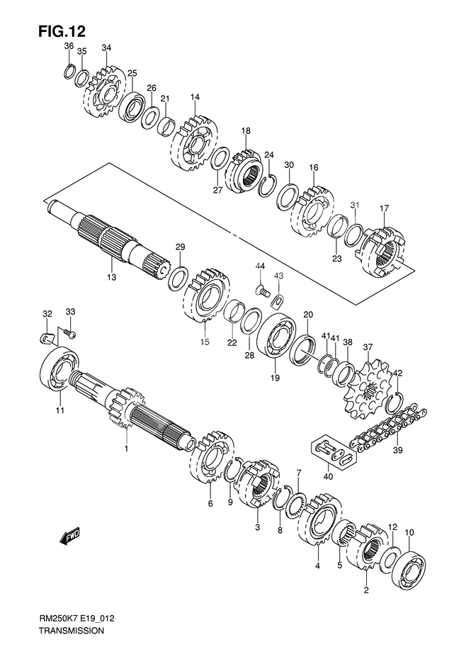 TRANSMISSION POUR SUZUKI RMRM250K7 2007