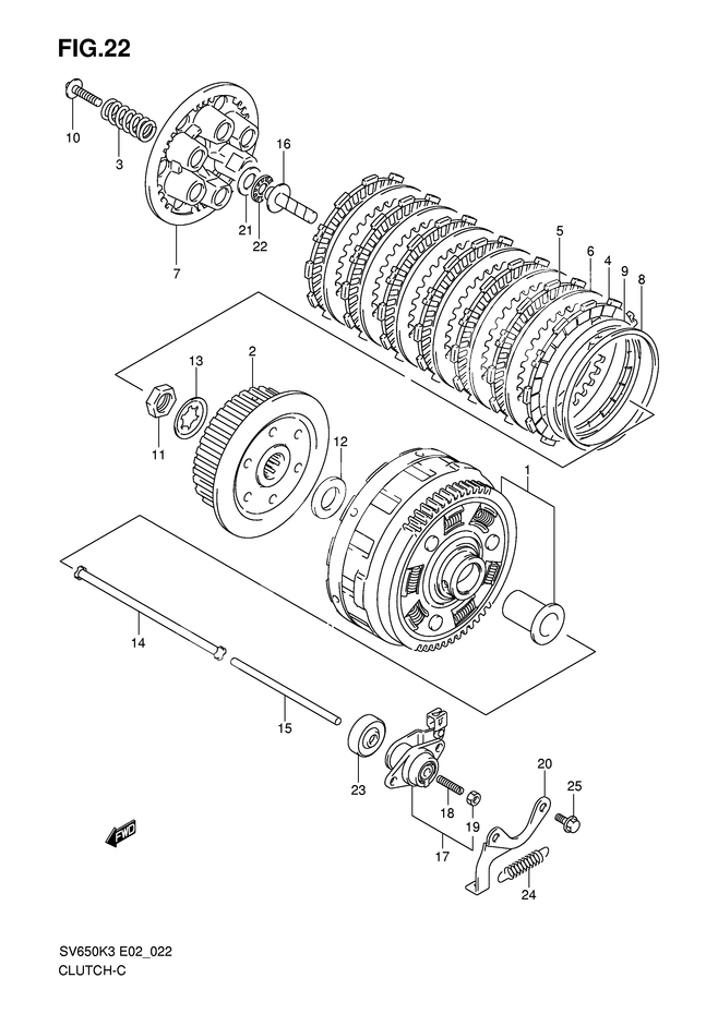 EMBRAYAGE POUR SV 650 NSV650K7 2007
