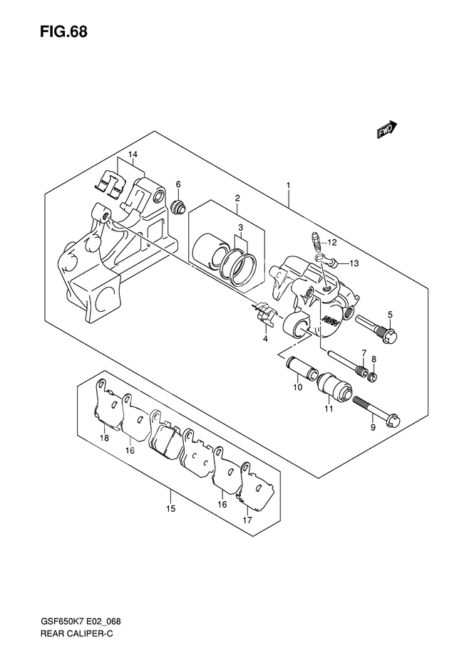 ETRIER DE FREIN ARRIERE POUR BANDIT 650GSF650K8 2008