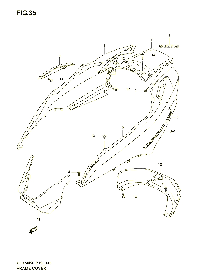 CARENAGES ARRIERE MODELE K2 POUR SUZUKI BURGMAN 150 2006 POUR SUZUKI BURGMANUH150K6