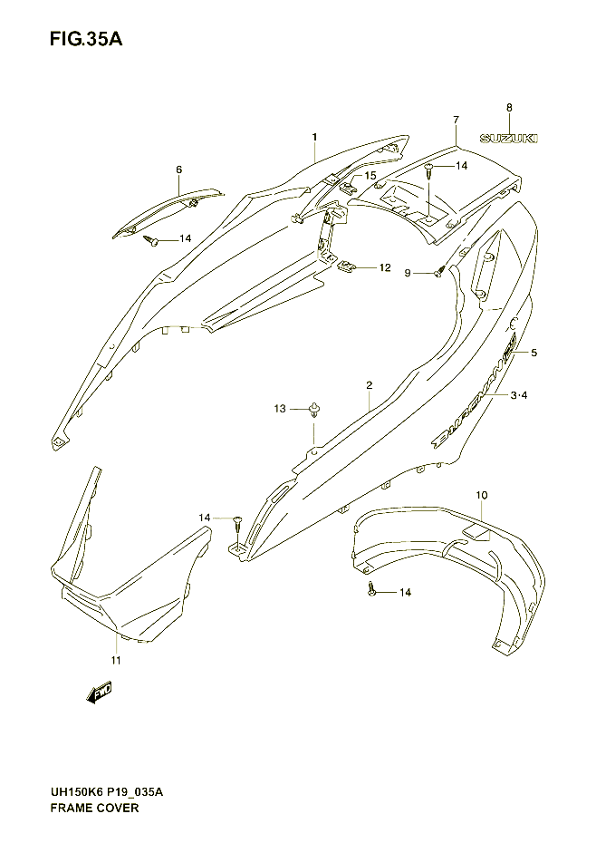 CARENAGES ARRIERE MODELE K3 POUR SUZUKI BURGMAN 150 2006 POUR SUZUKI BURGMANUH150K6