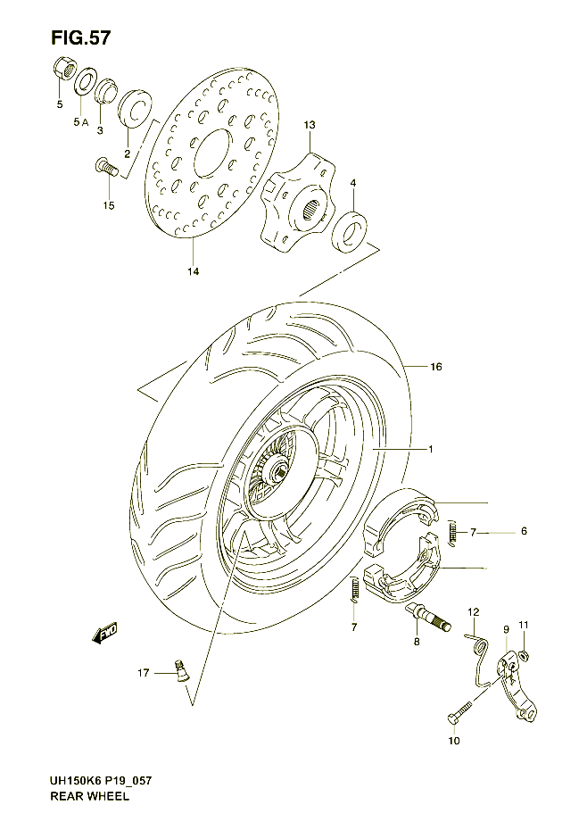 ROUE ARRIERE POUR SUZUKI BURGMAN 150 2006 POUR SUZUKI BURGMANUH150K6