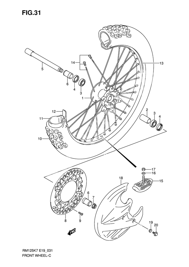 ROUE AVANT POUR RM 125RM125K7 2007