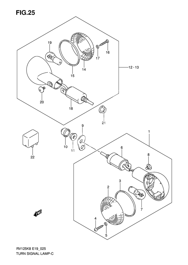 CLIGNOTANTS POUR VAN VAN 125RV125K8 2008