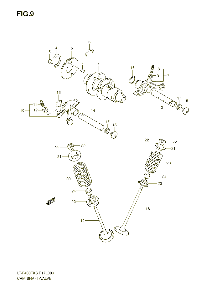 ARBRE A CAMES SOUPAPES POUR SUZUKI EIGER 400 2009 POUR KINGQUAD 400 4WD LT F400FK9