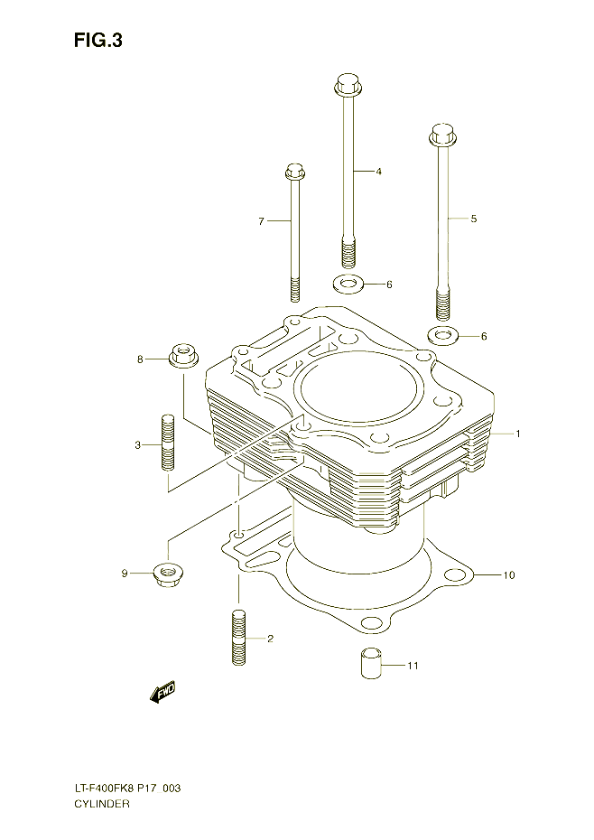 CYLINDRE POUR SUZUKI EIGER 400 2009 POUR KINGQUAD 400 4WD LT F400FK9