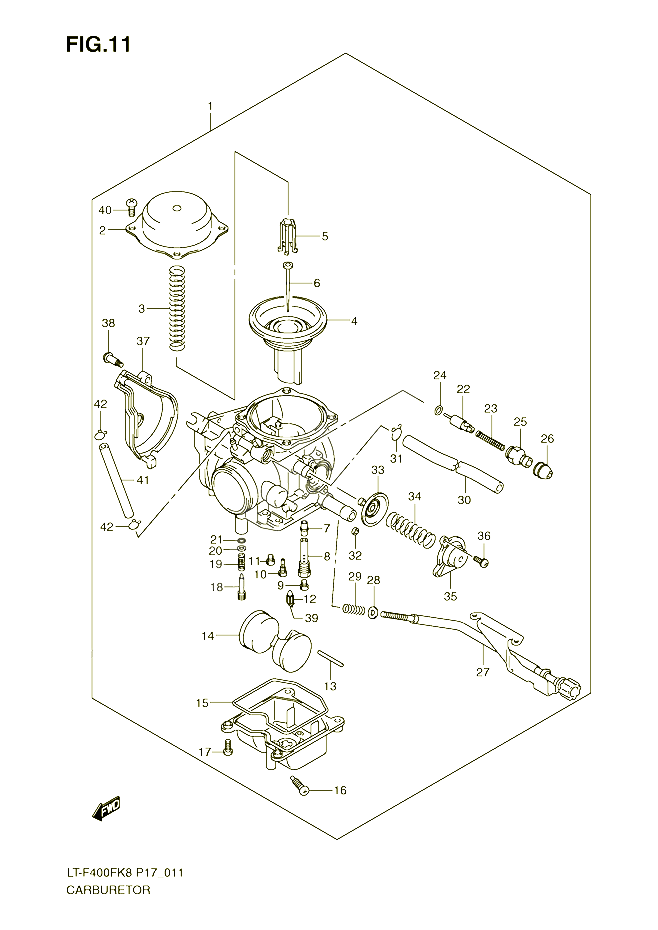 CARBURATEUR LT F400FK8 FK9 POUR SUZUKI EIGER 400 2009 POUR KINGQUAD 400 4WD LT F400FK9