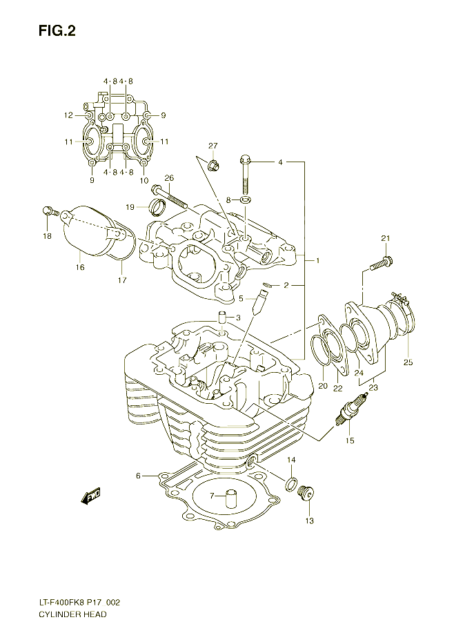 CULASSE POUR SUZUKI EIGER 400 2009 POUR KINGQUAD 400 4WD LT F400FK9