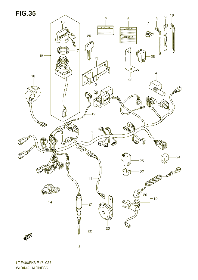 FAISCEAU ELECTRIQUE LT F400FK8 FK9 POUR SUZUKI EIGER 400 2009 POUR KINGQUAD 400 4WD LT F400FK9