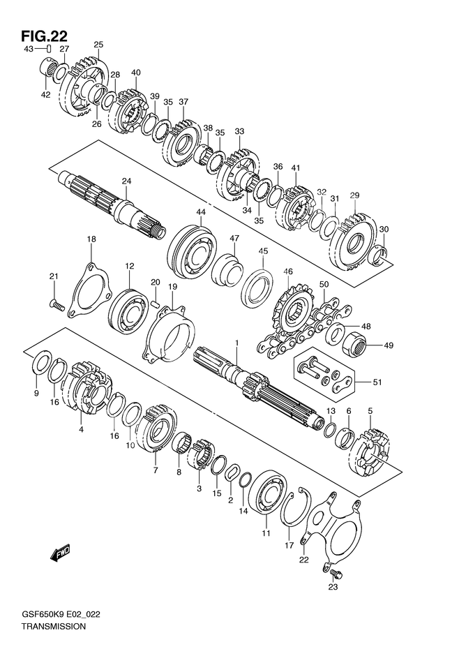 TRANSMISSION POUR BANDIT 650GSF650AK9 2009