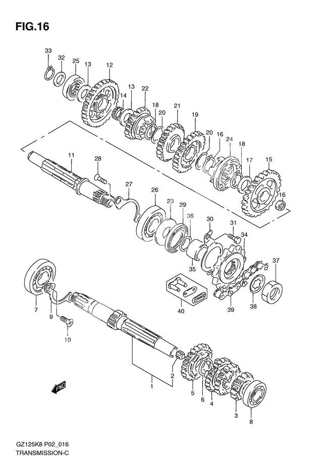 TRANSMISSION POUR MARAUDER 125GZ125K8 2008