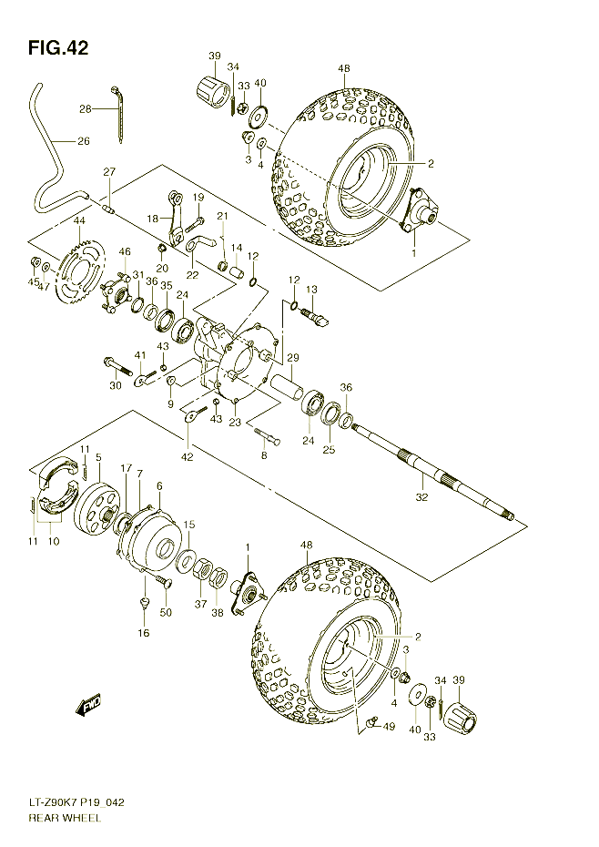 ROUE ARRIERE POUR SUZUKI QUADSPORT 90 2008 POUR SUZUKI QUADSPORTLT Z90K7