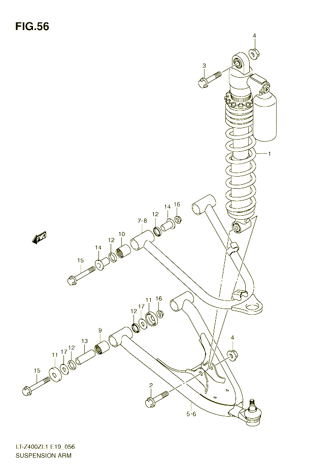 BRAS DE SUPENSION LT Z400L1 E19 POUR SUZUKI QUADSPORT 400 2011 POUR SUZUKI QUADSPORTLT Z400L1