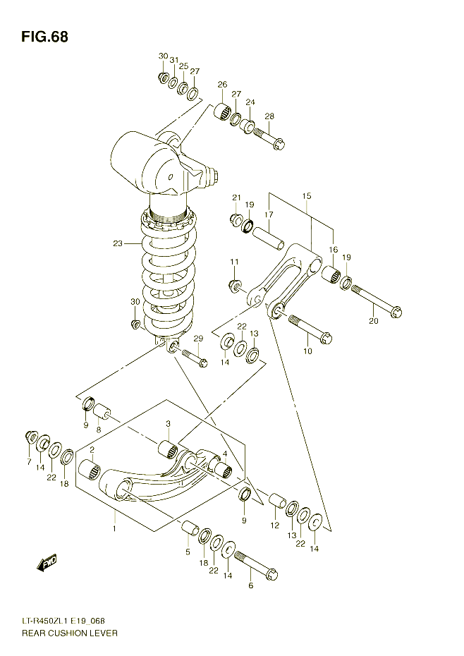 BIELLETTE DE SUSPENSION ARRIERE LT R450ZL1 E19 POUR SUZUKI QUADRACER 450 2011 POUR SUZUKI QUADRACERLT R450L1