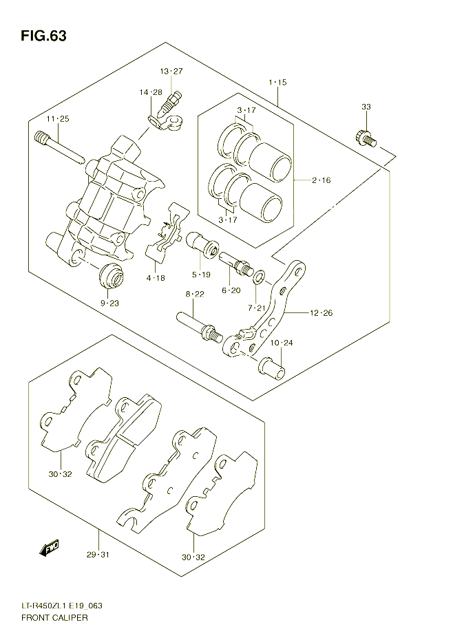 ETRIER DE FREIN AVANT POUR SUZUKI QUADRACER 450 2011 POUR SUZUKI QUADRACERLT R450L1