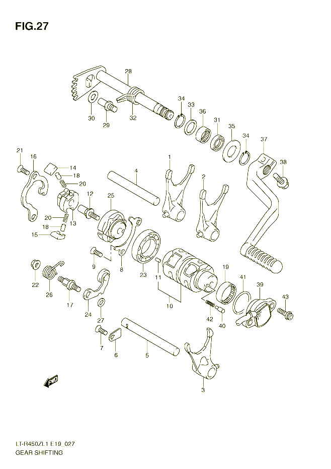 ENSEMBLE DE SELECTION DE VITESSES LT R450ZL1 E19 POUR SUZUKI QUADRACER 450 2011 POUR SUZUKI QUADRACERLT R450L1