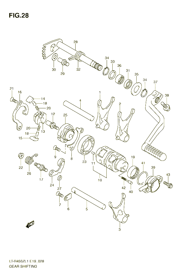 ENSEMBLE DE SELECTION DE VITESSES LT R450L1 E19 POUR SUZUKI QUADRACER 450 2011 POUR SUZUKI QUADRACERLT R450L1