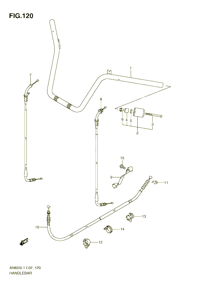 GUIDON AN650AL1 E19 POUR SUZUKI BURGMAN 650 2011 POUR BURGMAN 650 AN650AL1