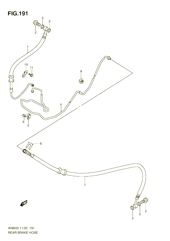 DURITE DE FREIN ARRIERE AN650AL1 E24 POUR SUZUKI BURGMAN 650 2011 POUR BURGMAN 650 AN650AL1