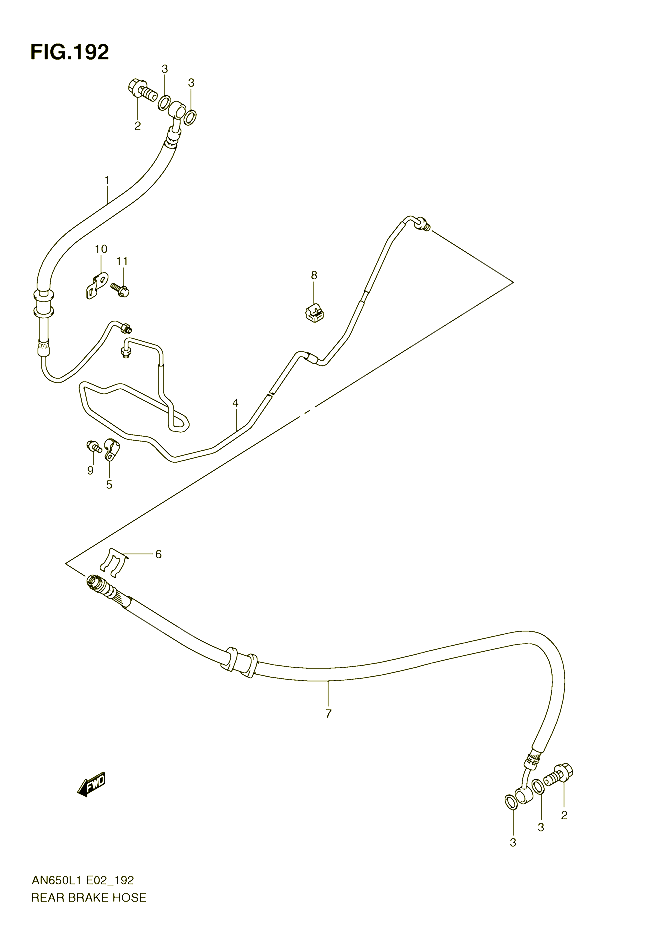 DURITE DE FREIN ARRIERE AN650AL1 E51 POUR SUZUKI BURGMAN 650 2011 POUR BURGMAN 650 AN650AL1
