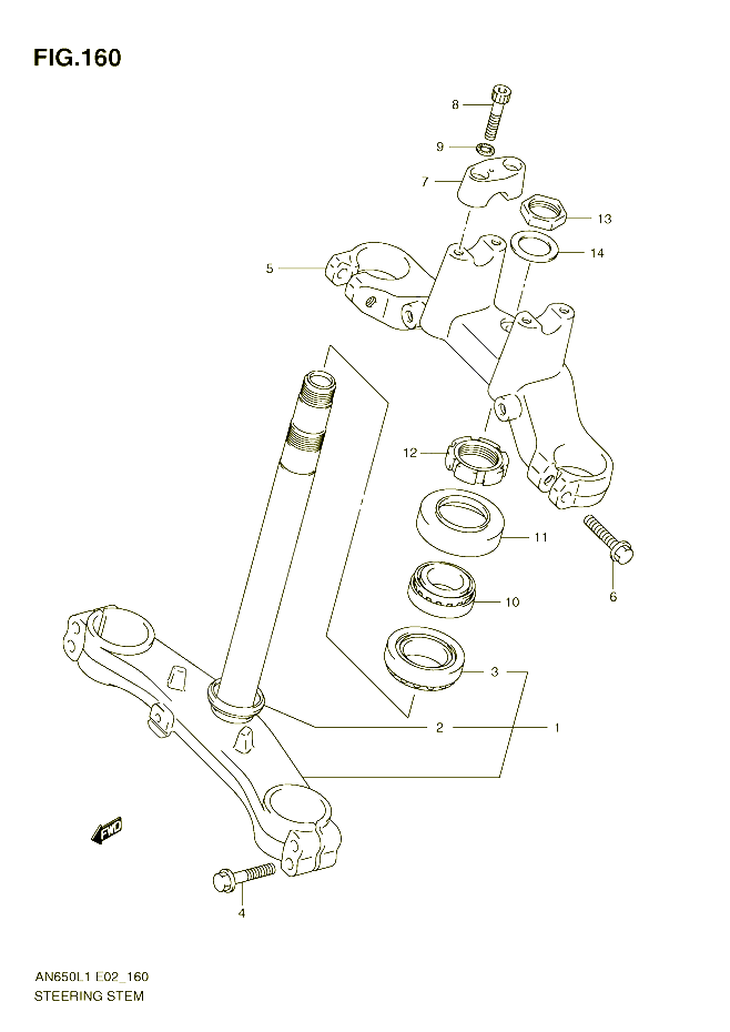 COLONNE DE DIRECTION POUR SUZUKI BURGMAN 650 2011 POUR BURGMAN 650 AN650AL1