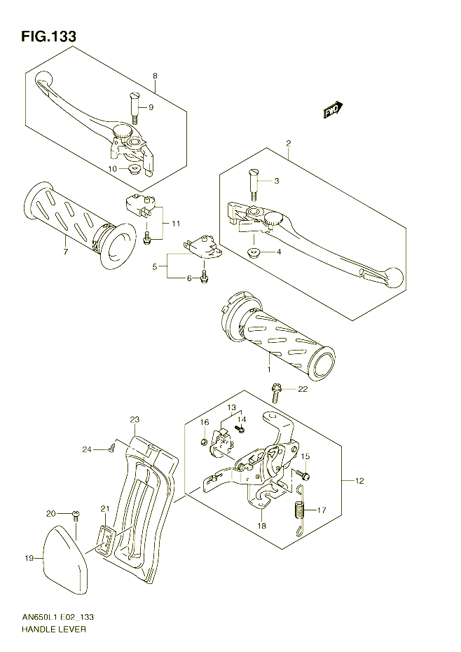 LEVIERS POIGNEES AN650L1 E19 POUR SUZUKI BURGMAN 650 2011 POUR BURGMAN 650 AN650AL1