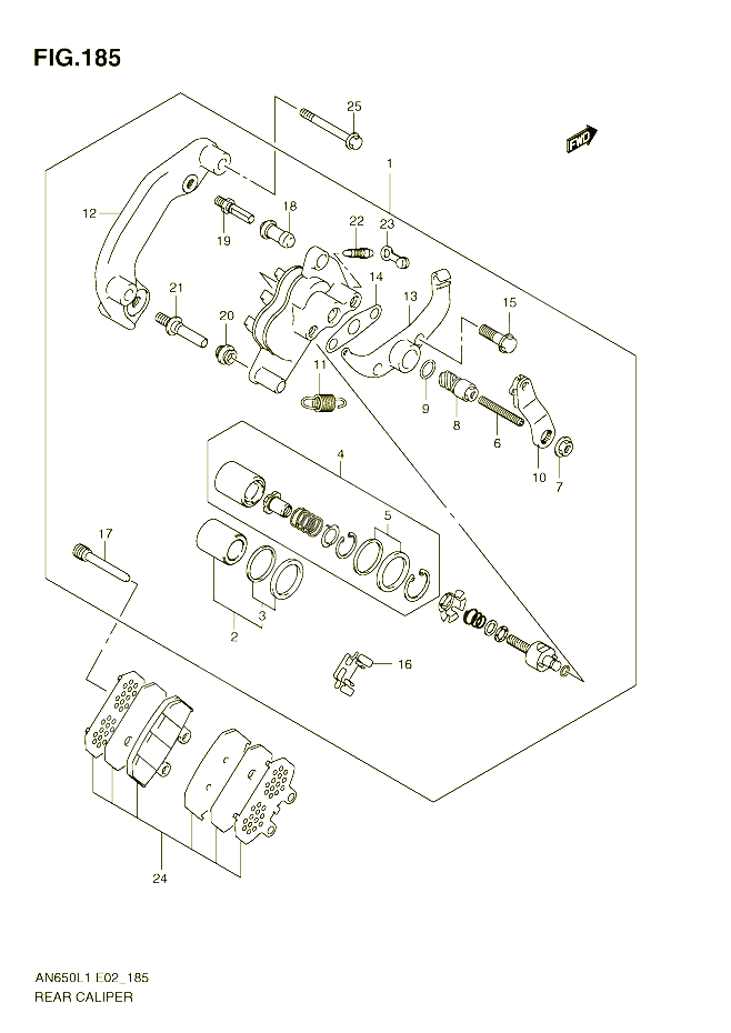ETRIER DE FREIN ARRIERE AN650AL1 E19 POUR SUZUKI BURGMAN 650 2011 POUR BURGMAN 650 AN650AL1