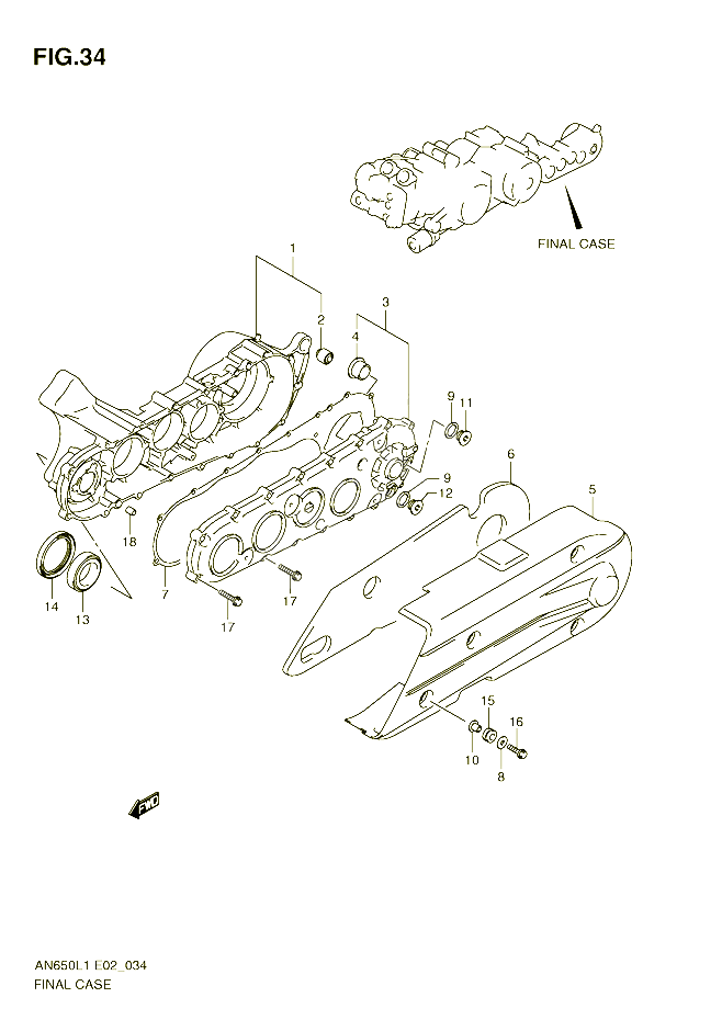 CARTER TRANSMISSION AN650AL1 E19 POUR SUZUKI BURGMAN 650 2011 POUR BURGMAN 650 AN650AL1