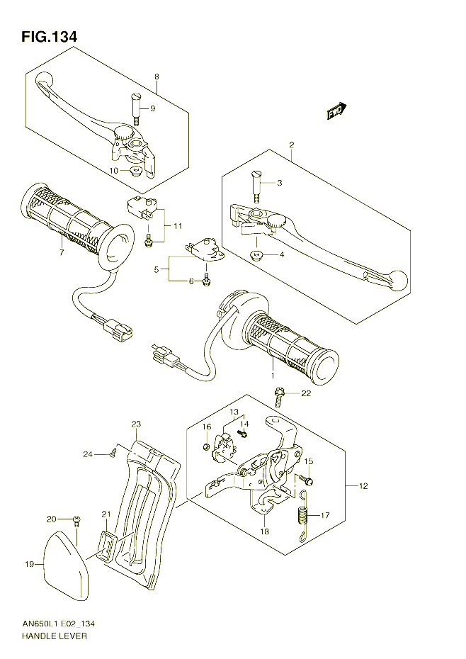 LEVIERS POIGNEES AN650AL1 E2 POUR SUZUKI BURGMAN 650 2011 POUR BURGMAN 650 AN650AL1