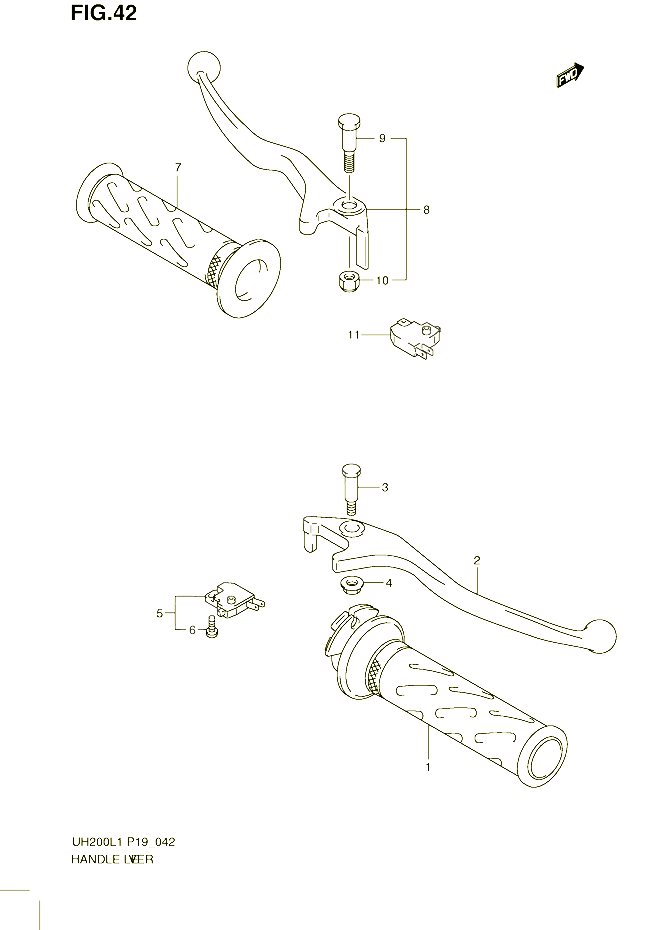 ENSEMBLE LEVIERS POIGNEES POUR SUZUKI BURGMAN 200 2011 POUR SUZUKI BURGMANUH200GL1