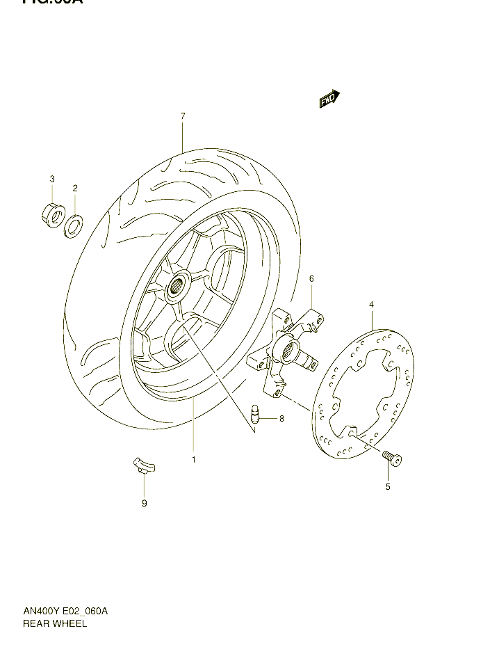 ROUE ARRIERE MODELE K1 K2 POUR SUZUKI BURGMAN 400 2000 POUR BURGMAN 400 AN400K1