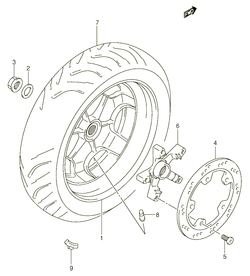 ROUE ARRIERE MODELE X Y POUR SUZUKI BURGMAN 400 2000 POUR BURGMAN 400 AN400K1