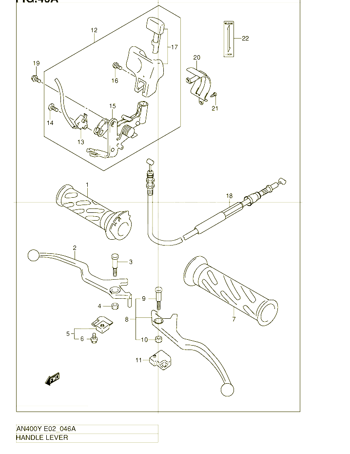 ENSEMBLE LEVIERS POIGNEES MODELE K1 K2 POUR SUZUKI BURGMAN 400 1999 POUR BURGMAN 400 AN400K1