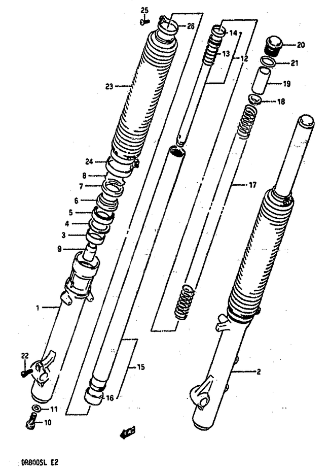FOURCHE AVANT POUR DR 800 SDR800SL 1990